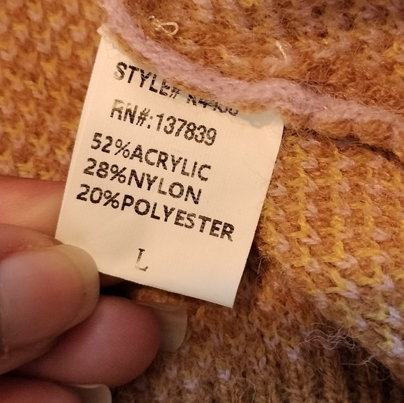 Women's Multicolored Patterned Twee Kidcore Chunky Cardigan Sweater Sz L - Picture 4 of 6